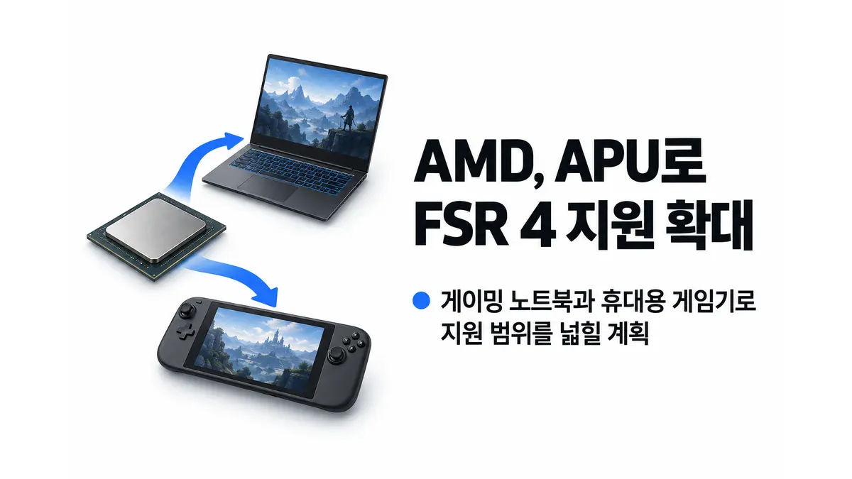 AMD, 2026년 말까지 APU에 FSR 4 확대 — 기사 주제를 표현한 AI 생성 개념 삽화